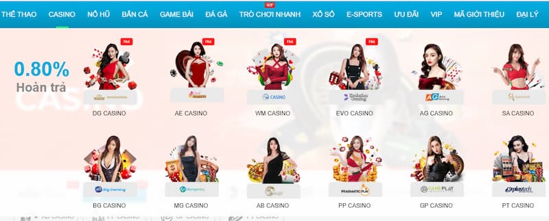 kho game bài casino đa dạng