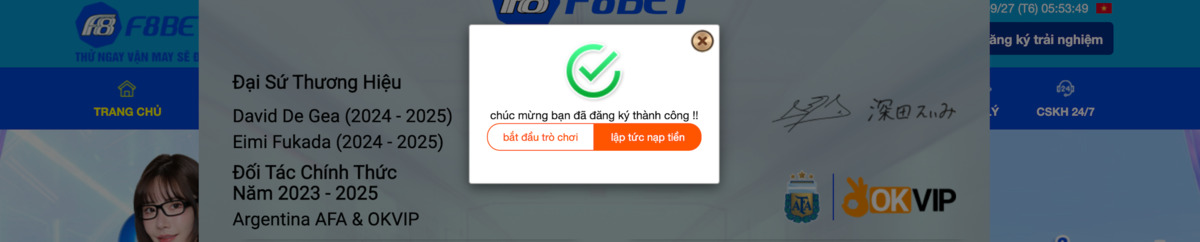 hoàn thành đăng ký f8bet