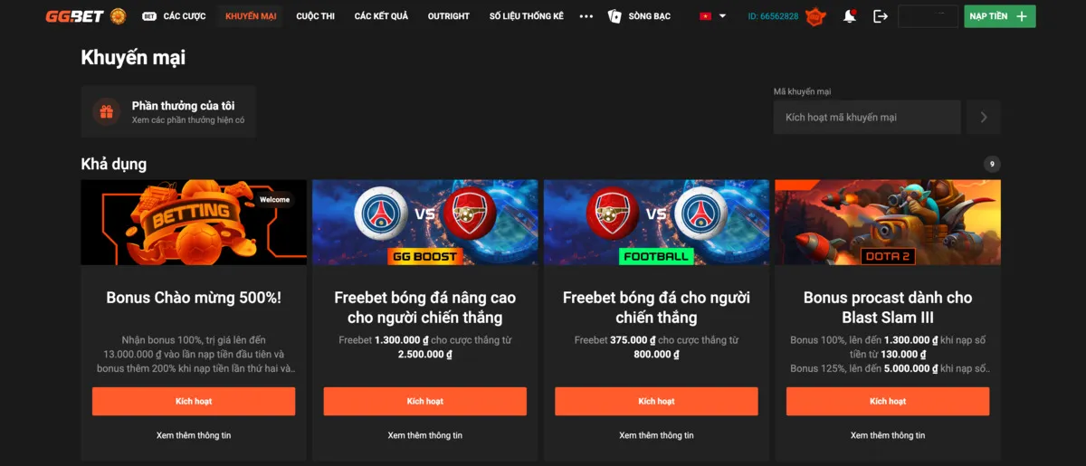 khuyến mãi gg.bet thường xuyên